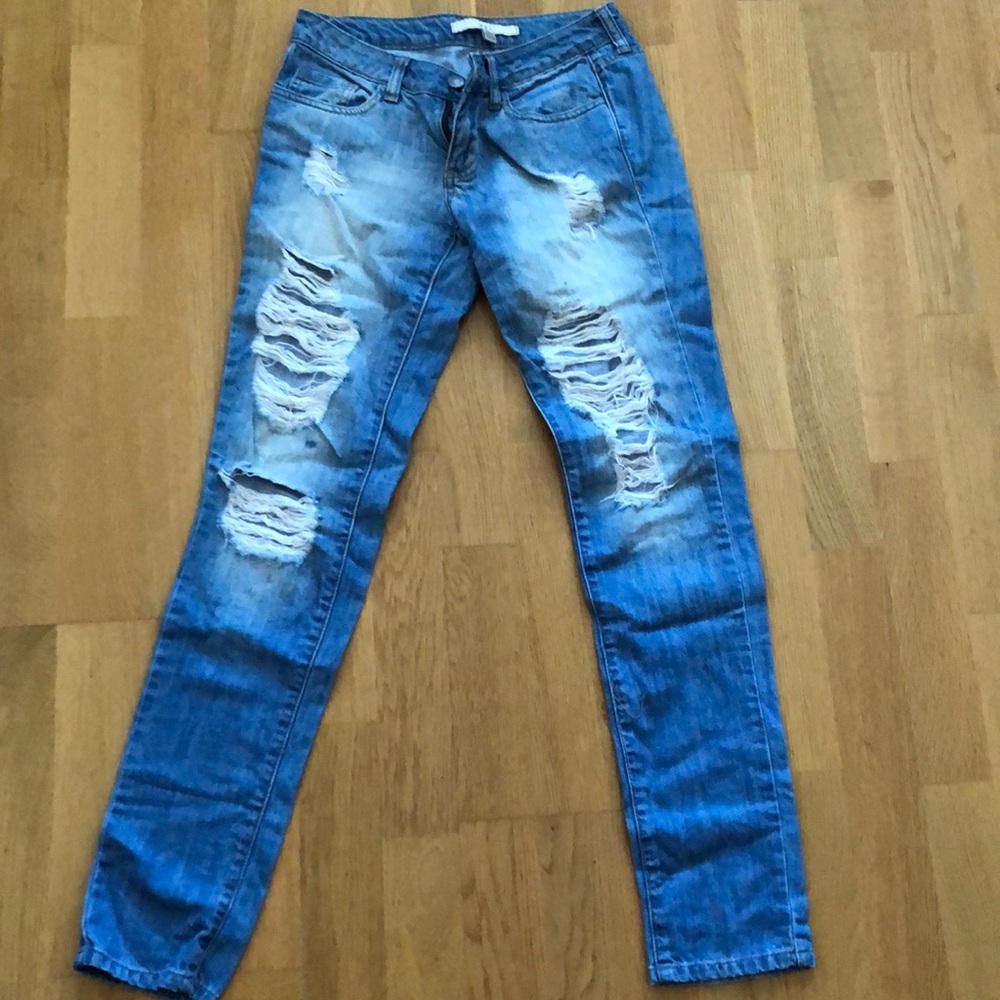 Forever 21 distressed light wash denim